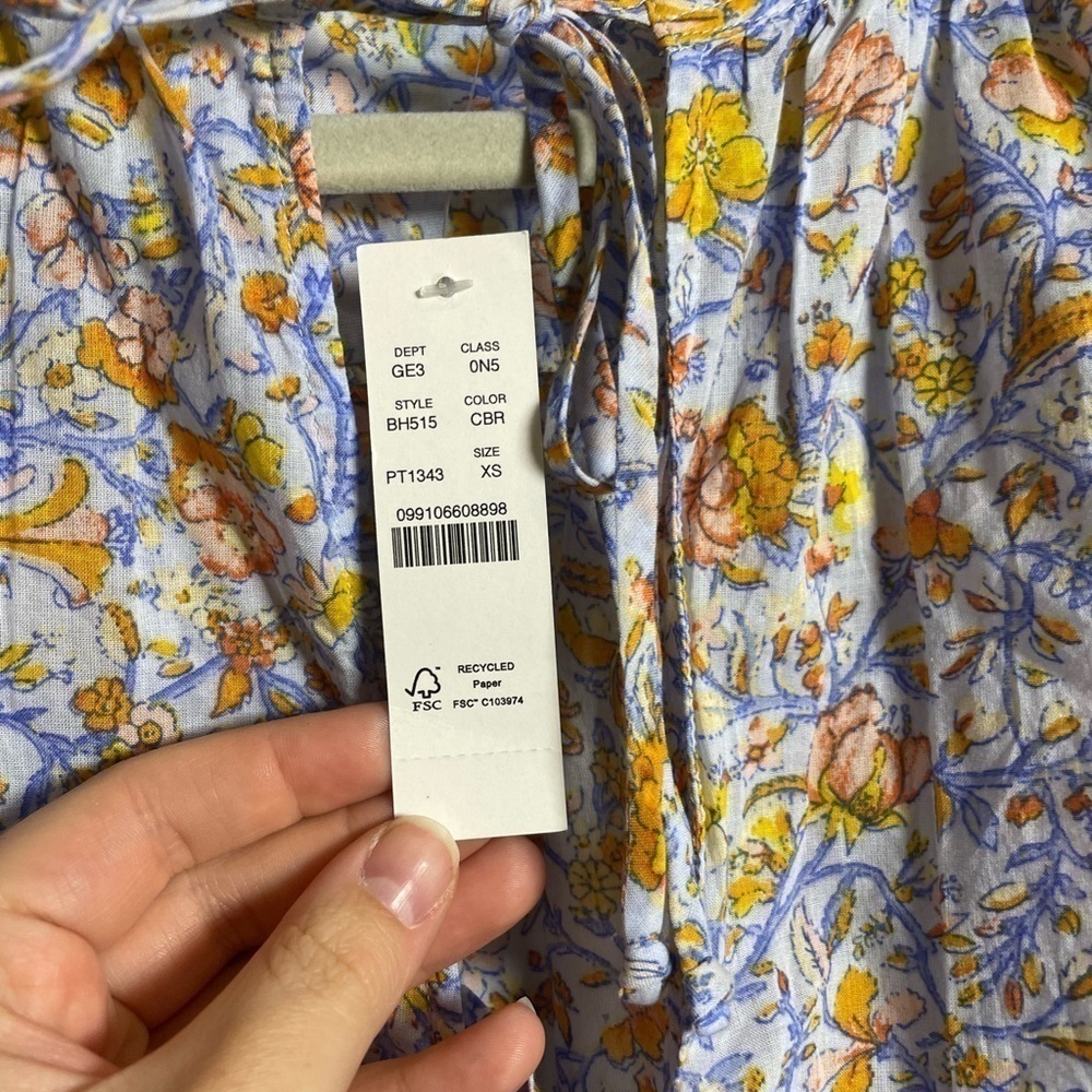 J. Crew Cotton Tie-waist tunic beach dress in afternoon floral XS NWT - Picture 9 of 12